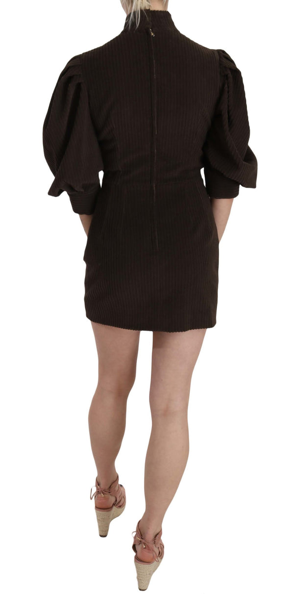 Dolce & Gabbana Brown Corduroy Bodycon Cotton Mini Dress women’s dress