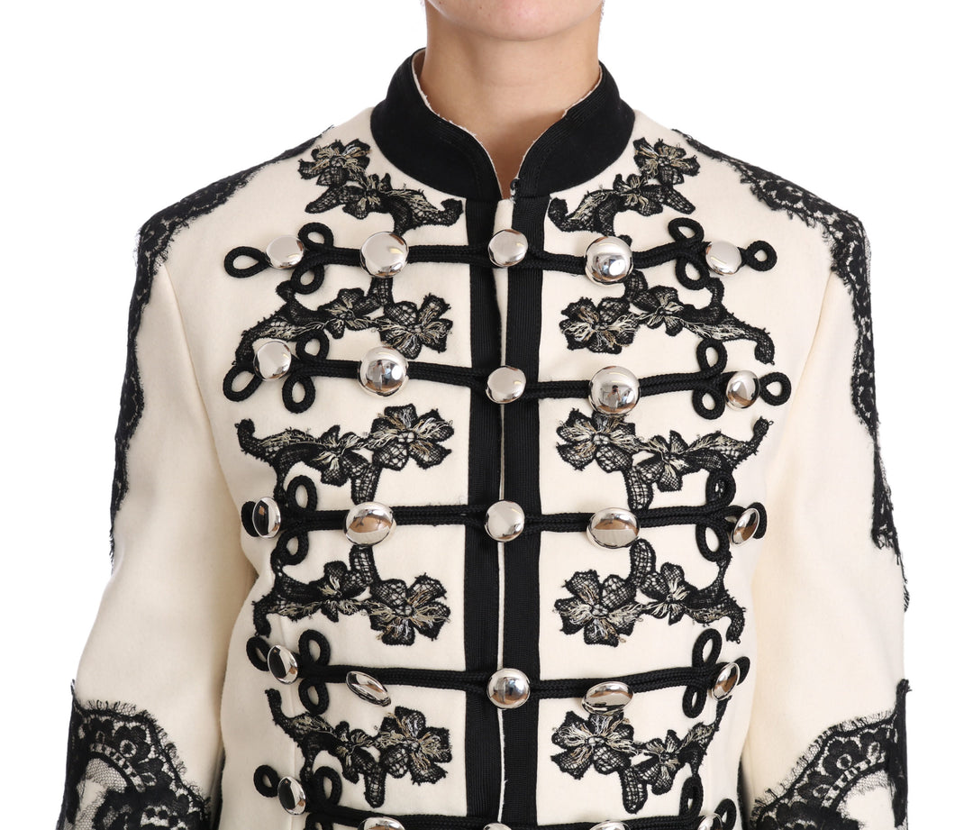 Chaqueta de pasarela barroca floral Dolce Gabbana con botones plateados