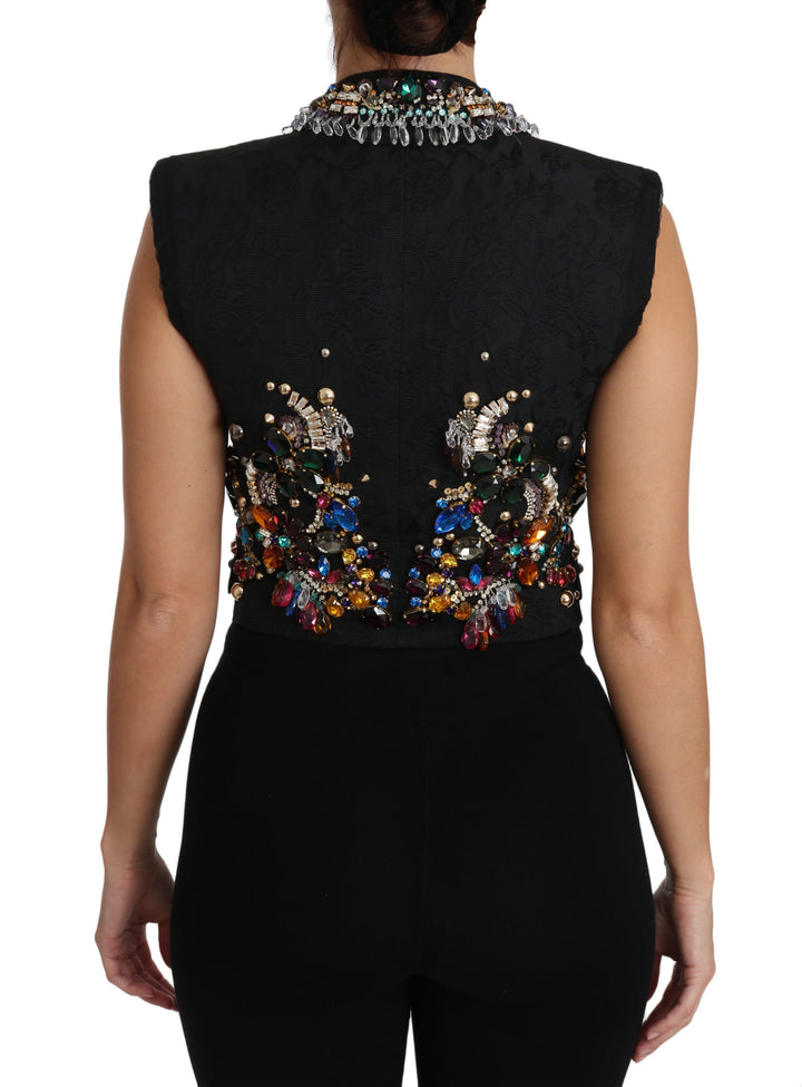 Dolce &amp; Gabbana Black Crystal Sicily Vest Waistcoat