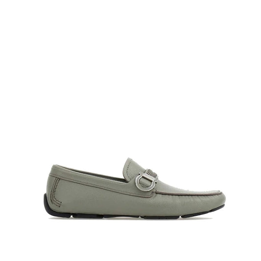 Salvatore Ferragamo Gray Calfskin Slip-On Loafers