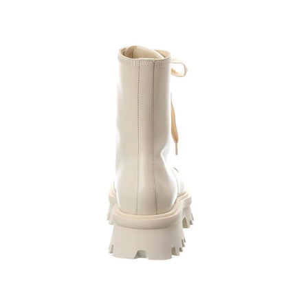 Salvatore Ferragamo White Calfskin Lace-Up Boots