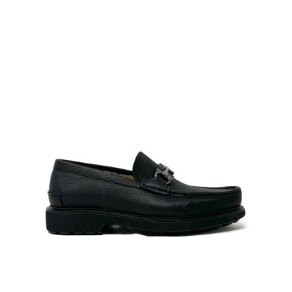 Salvatore Ferragamo Black Calfskin Slip-On Loafers