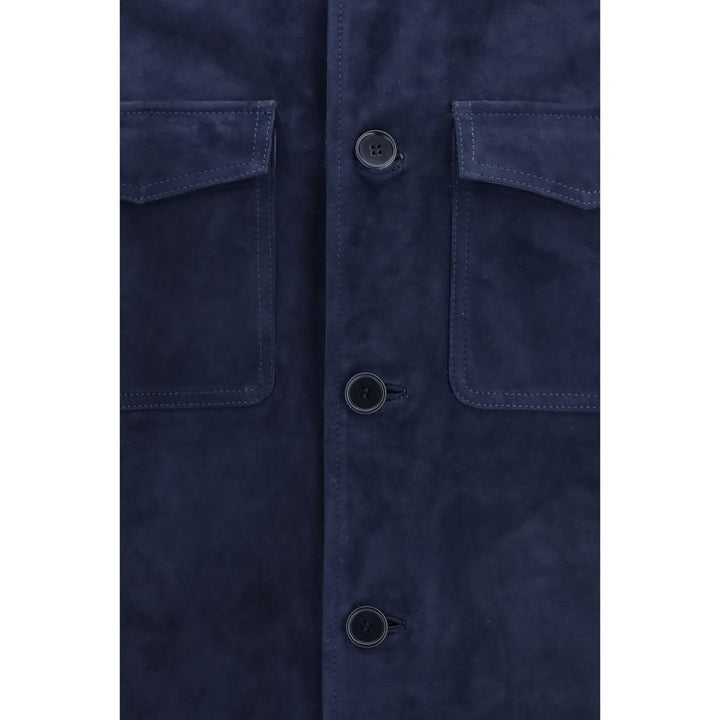 Salvatore Santoro Blue Calf Leather Bos Taurus Bomber