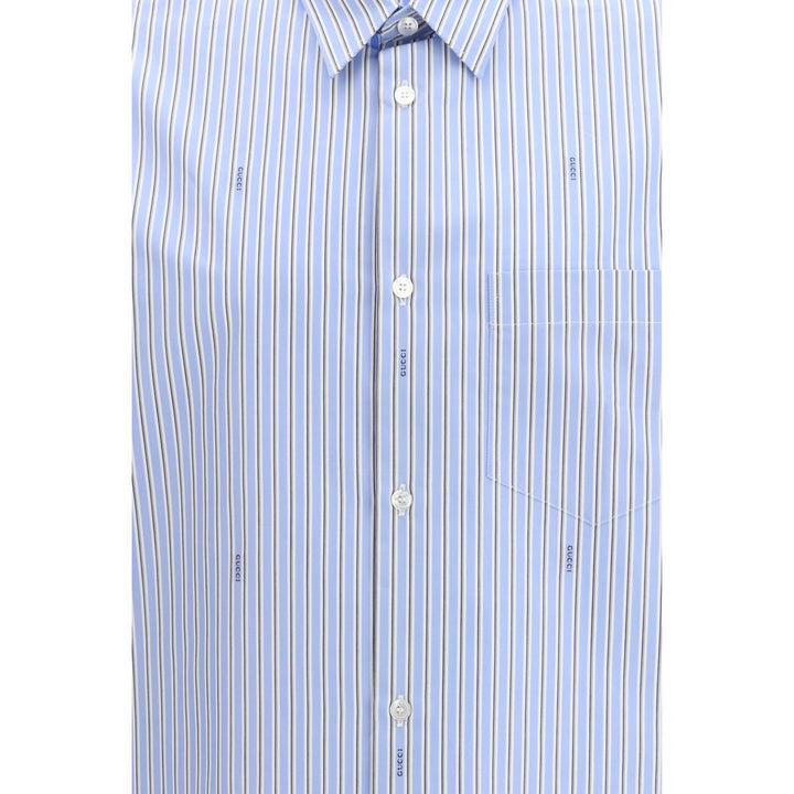 Gucci Blue Cotton Pattern Shirt