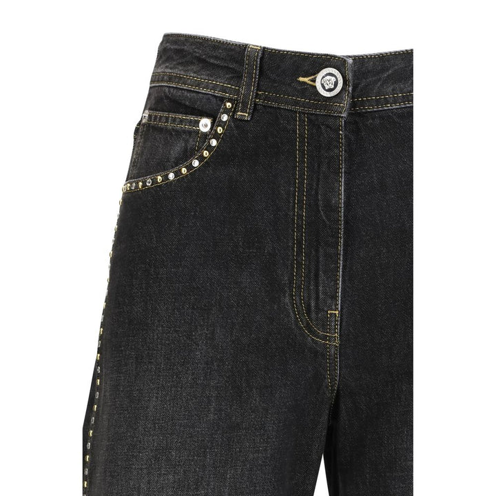Versace Black Cotton Straight-Leg Jeans