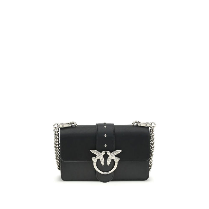 PINKO Black Calf Leather Bos Taurus Shoulder Bag