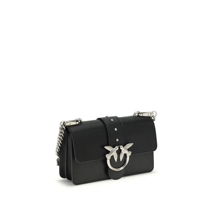 PINKO Black Calf Leather Bos Taurus Shoulder Bag