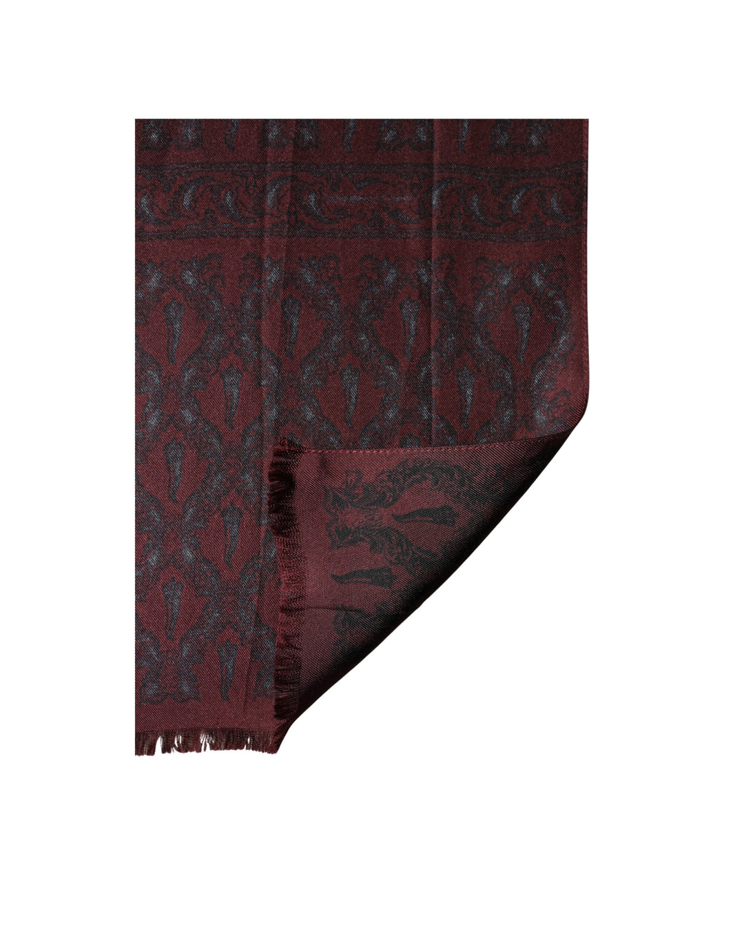 Dolce &amp; Gabbana Burgundy Black Silk Paisley Foulard 135cm X 22cm  Scarf
