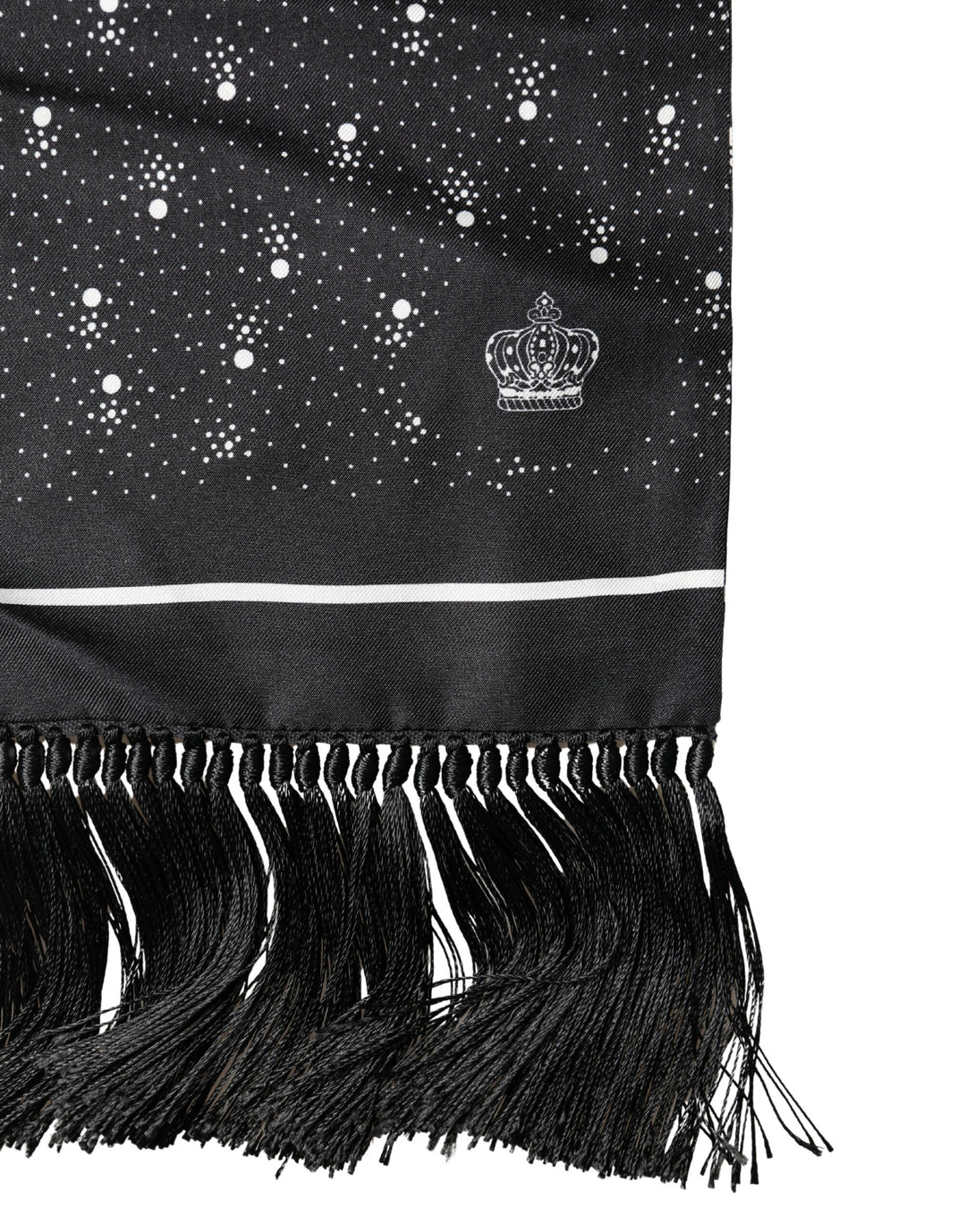 Dolce &amp; Gabbana Black White Silk Dotted Print Foulard 140cm X 15cm Scarf