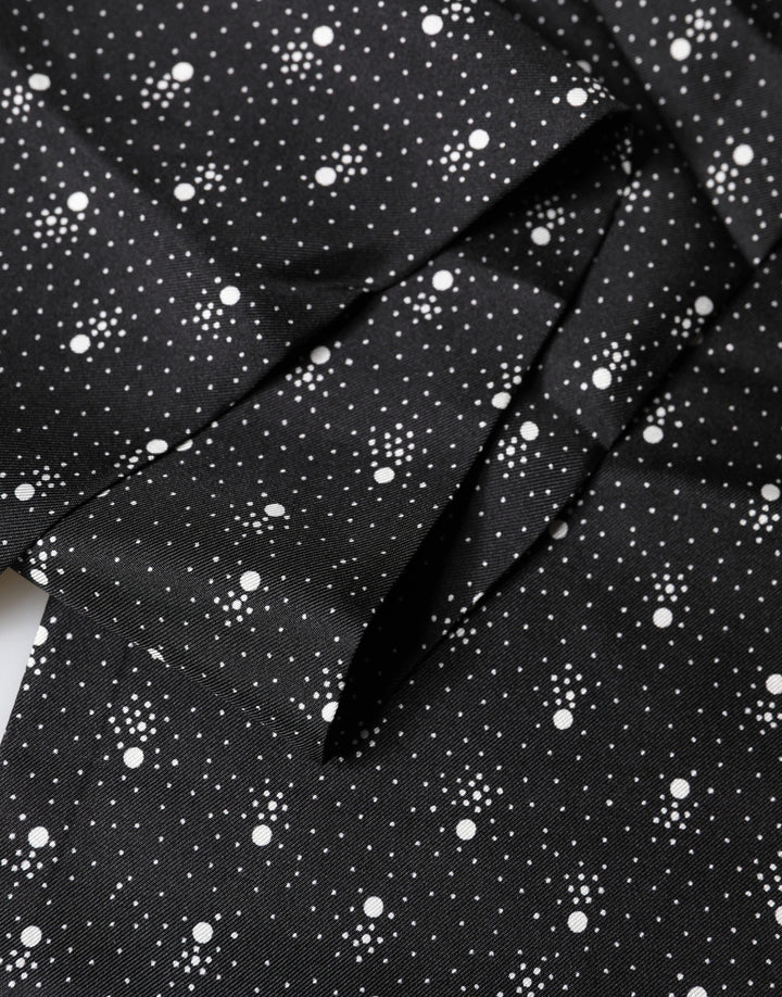 Dolce &amp; Gabbana Black White Silk Dotted Print Foulard 140cm X 15cm Scarf
