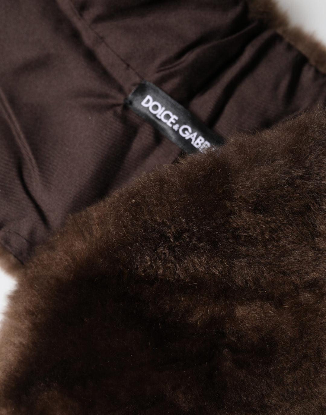 Dolce &amp; Gabbana Brown Fur Shoulder Collar Neck Wrap 60cm x 14cm Scarf