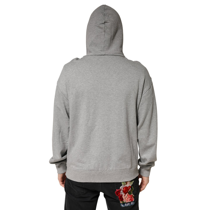 Dolce &amp; Gabbana Gray Cotton Hooded Sweatshirt Sweater