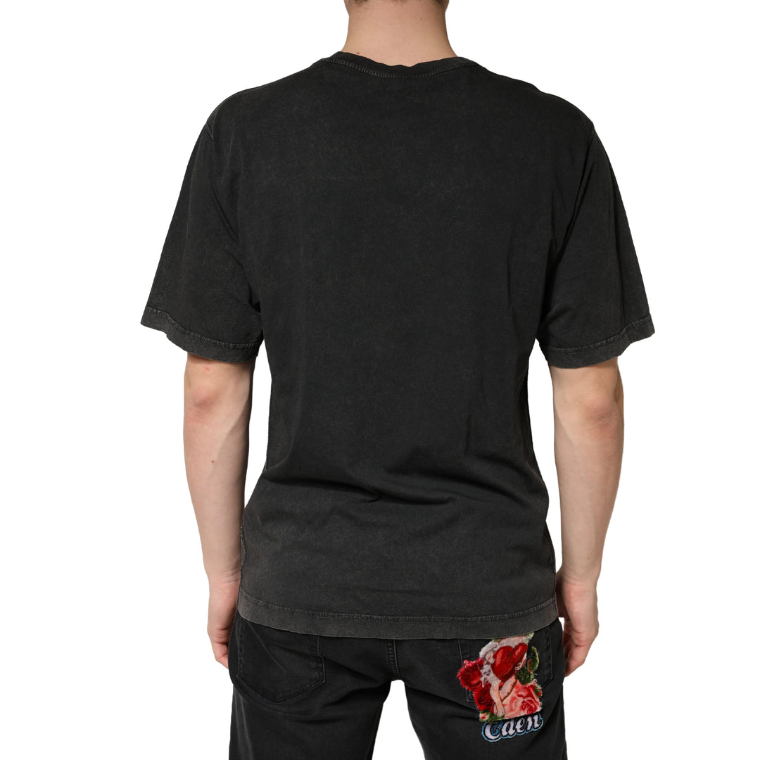 Dolce &amp; Gabbana Black Cotton Crewneck Short Sleeve  T-Shirt