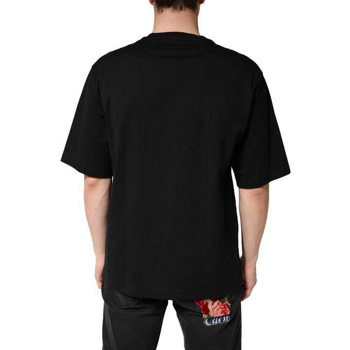 Dolce &amp; Gabbana Black Cotton Crewneck Short Sleeve T-Shirt