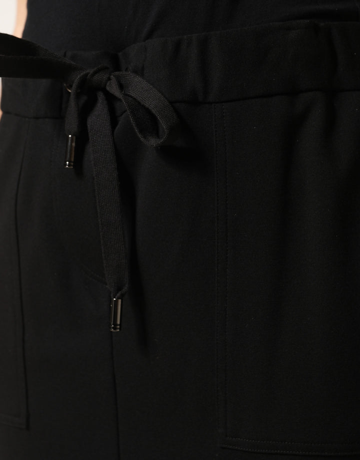 Dolce &amp; Gabbana Black Cotton Drawstring Long Maxi Cargo Skirt