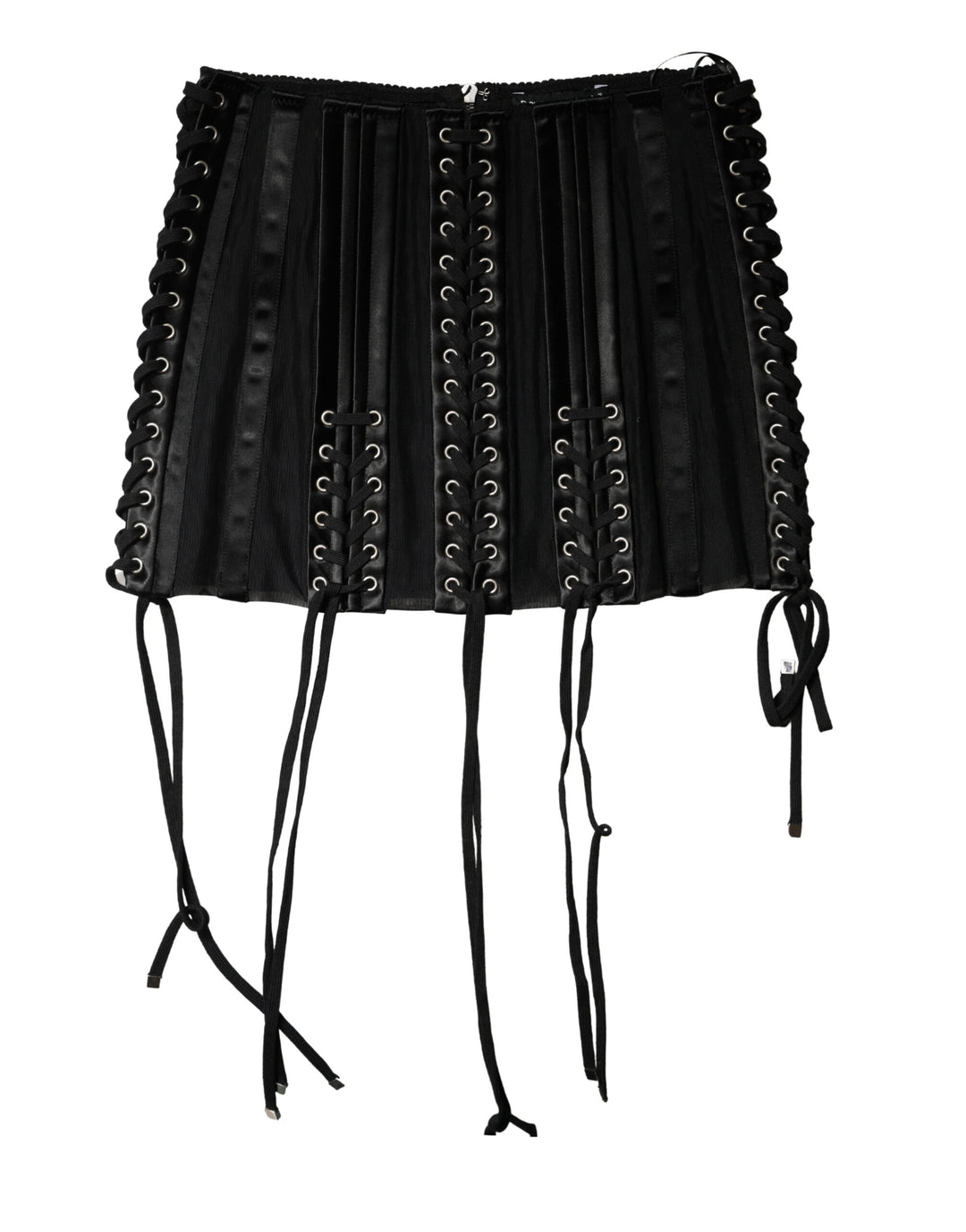 Dolce &amp; Gabbana Black Lace-Up Waist Cincher Bustier Corset Top