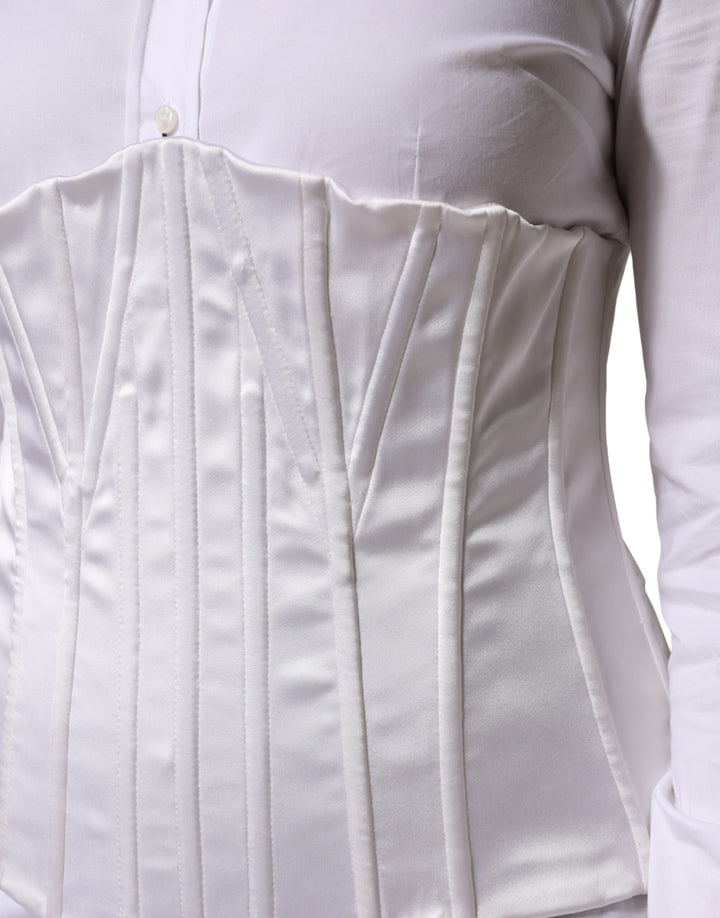 Dolce &amp; Gabbana White Polyamide Waist Cincher Bustier Corset Top
