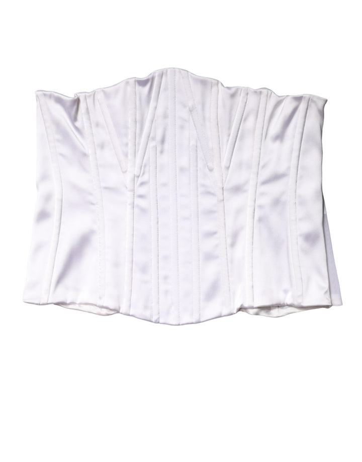 Dolce &amp; Gabbana White Polyamide Waist Cincher Bustier Corset Top