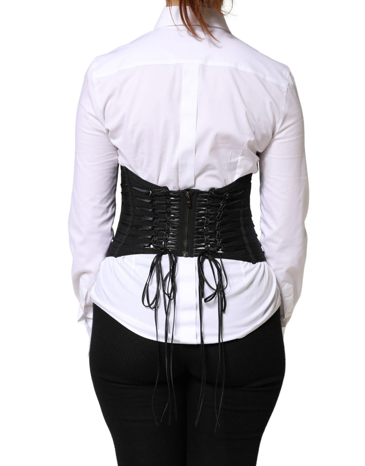 Dolce &amp; Gabbana Black Polyester LaceUp Waist Cincher Corset Top