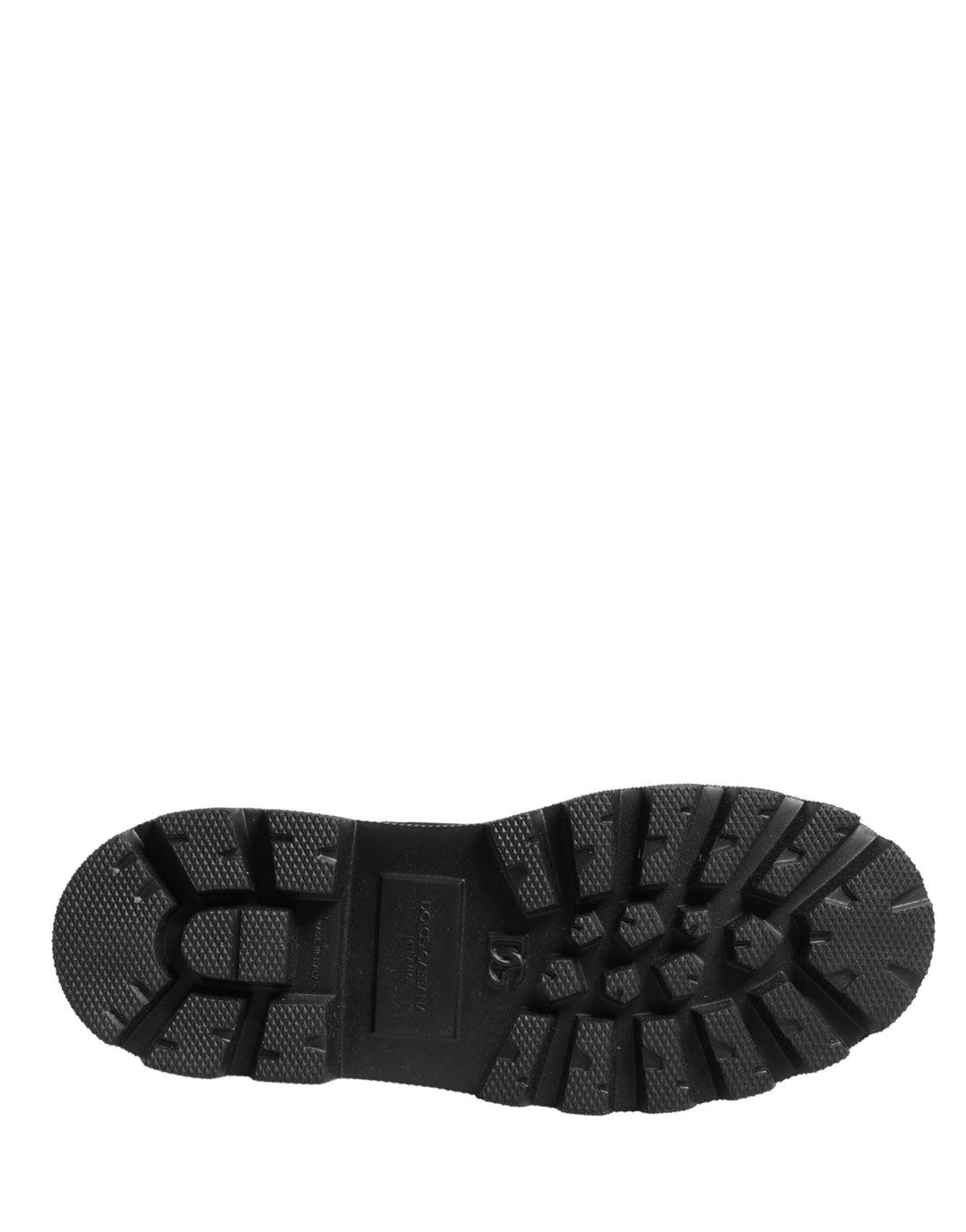 Dolce &amp; Gabbana Black Leather Trek Sole Combat Boots Shoes