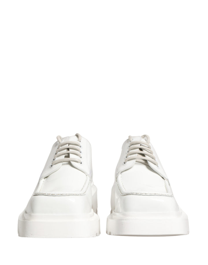 Dolce &amp; Gabbana White Leather Chunky Sole Derby Shoes