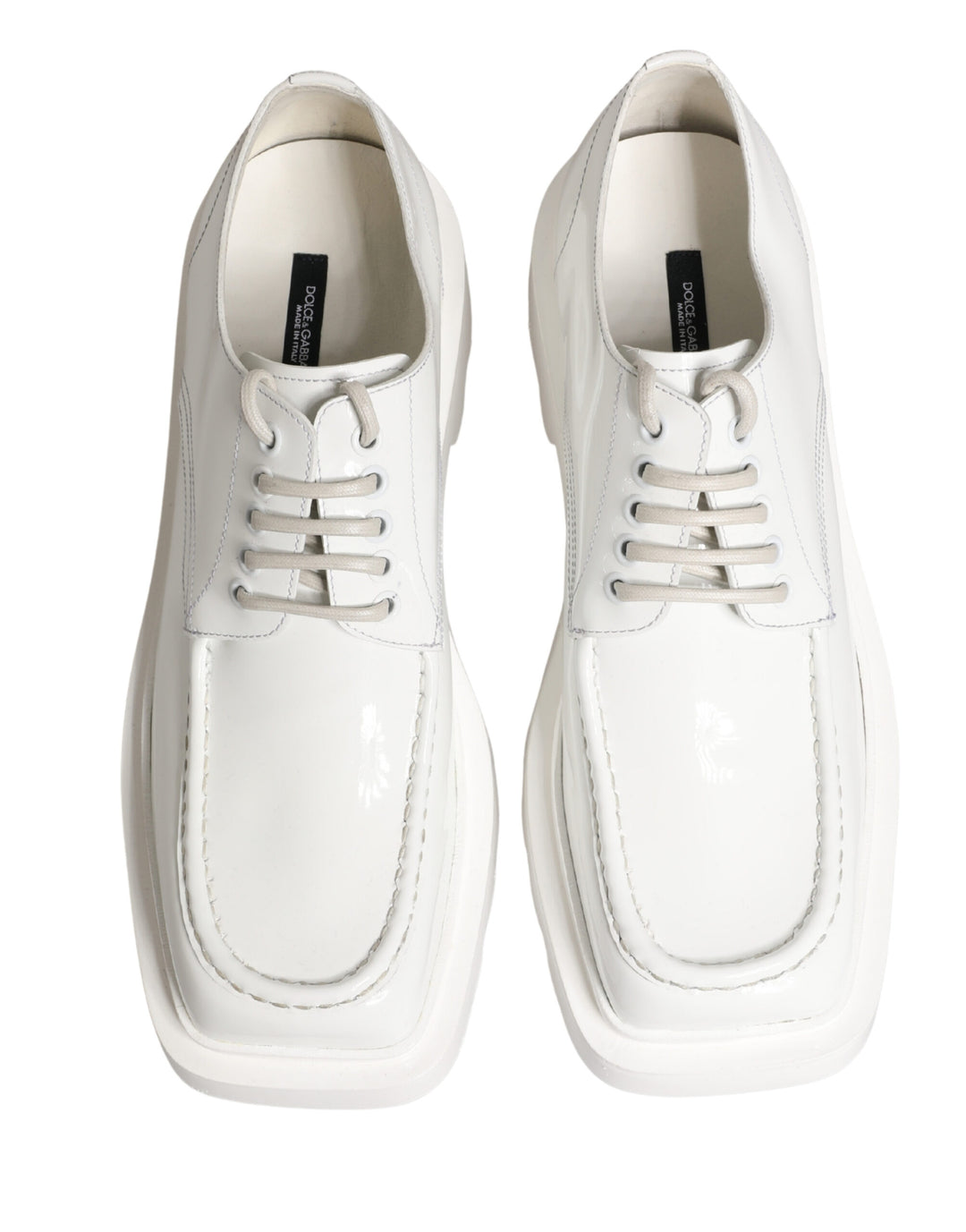 Dolce &amp; Gabbana White Leather Chunky Sole Derby Shoes