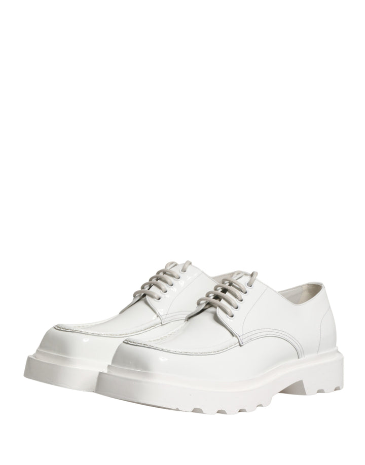 Dolce &amp; Gabbana White Leather Chunky Sole Derby Shoes