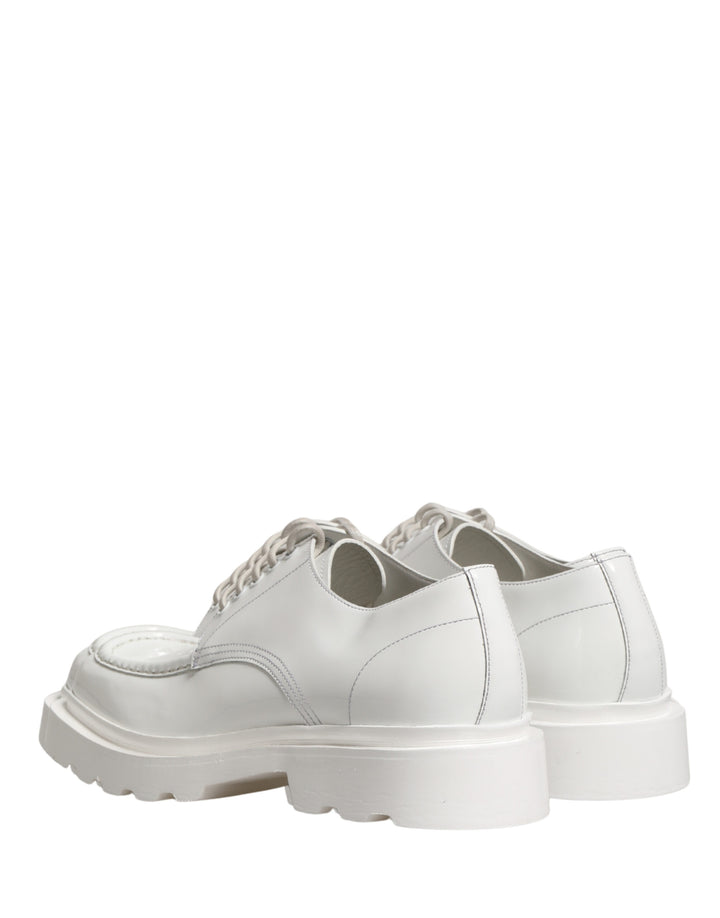 Dolce &amp; Gabbana White Leather Chunky Sole Derby Shoes