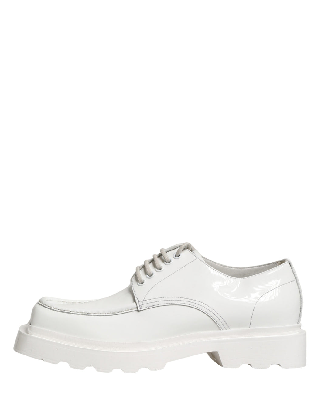 Dolce &amp; Gabbana White Leather Chunky Sole Derby Shoes