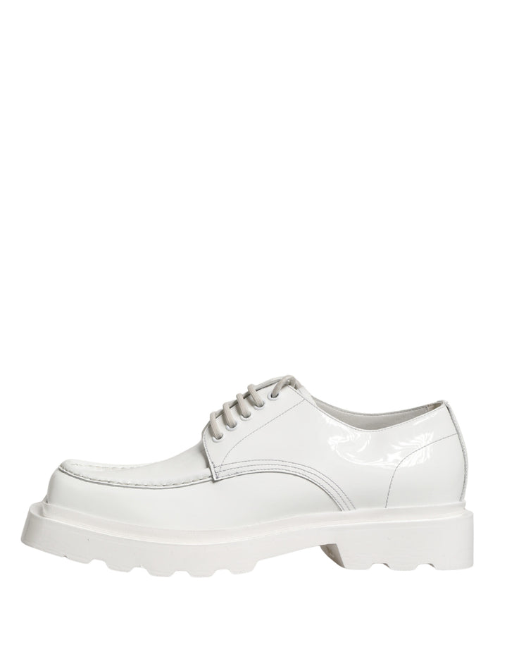 Dolce &amp; Gabbana White Leather Chunky Sole Derby Shoes