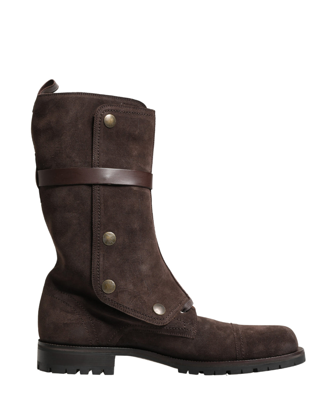 Dolce &amp; Gabbana Brown Suede Leather Combat Ankle Boots  Shoes