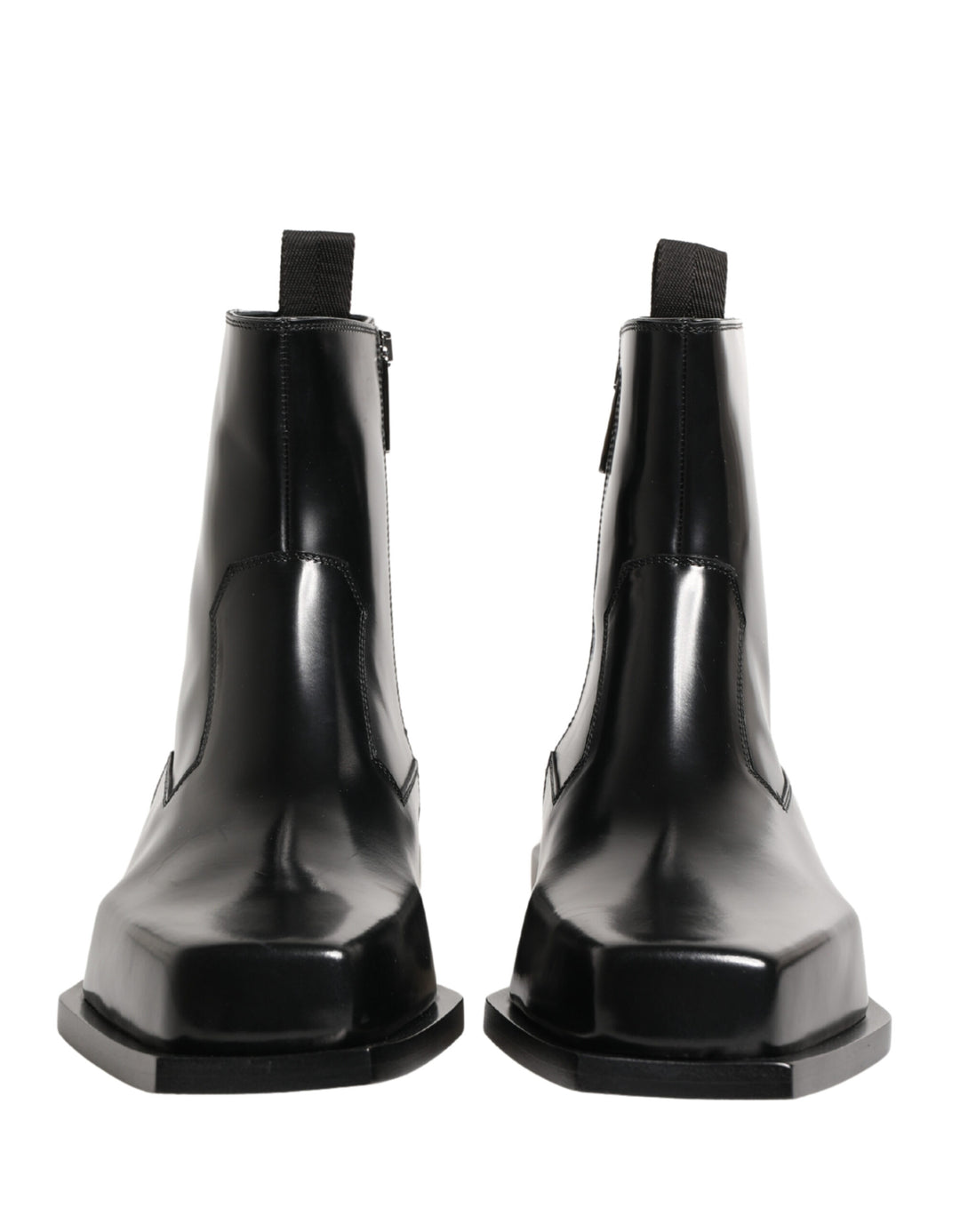 Dolce &amp; Gabbana Black Leather Zip Closure Ankle Boots Shoes