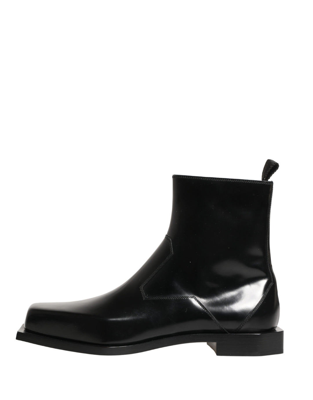 Dolce &amp; Gabbana Black Leather Zip Closure Ankle Boots Shoes