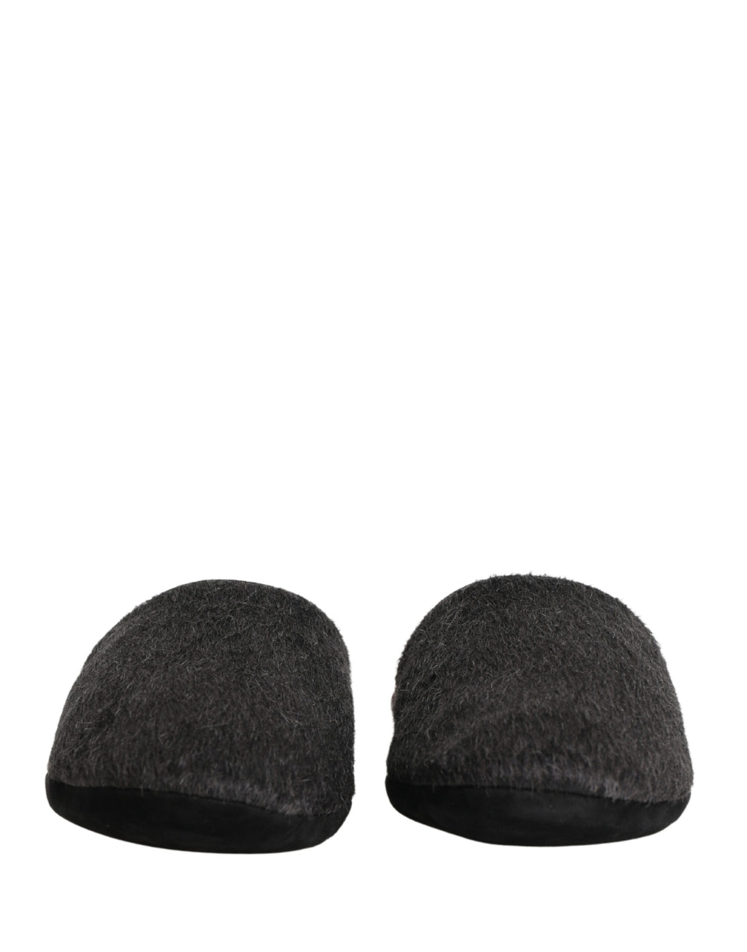 Dolce &amp; Gabbana Dark Grey Charcoal Wool Red Slippers Shoes