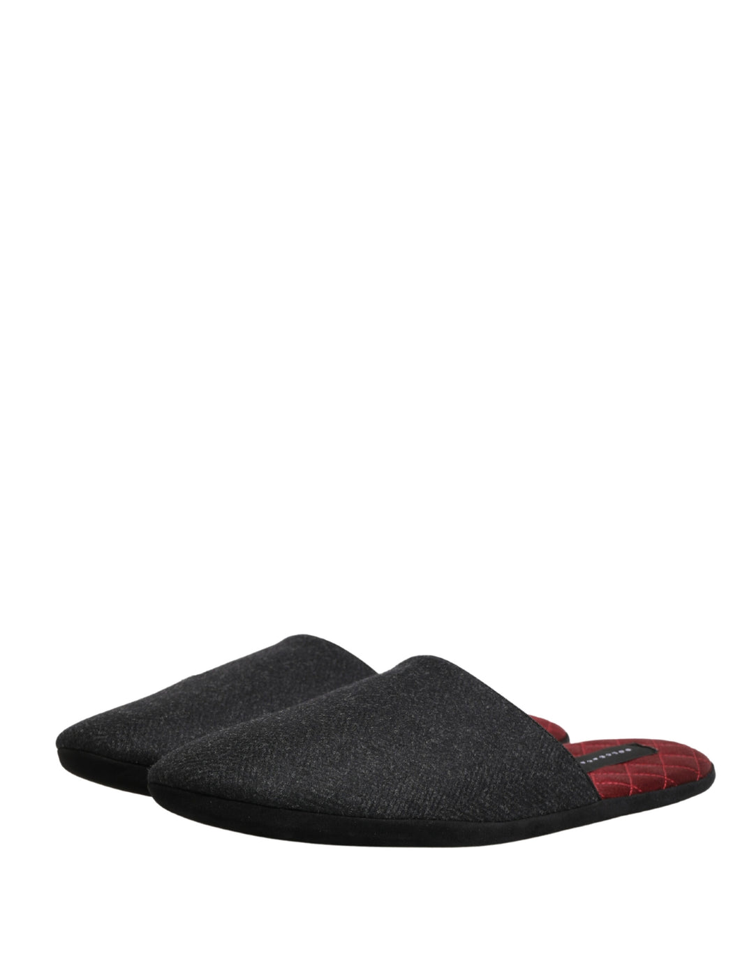 Dolce &amp; Gabbana Anthracite Wool Cashmere Quilted Slippers Shoes