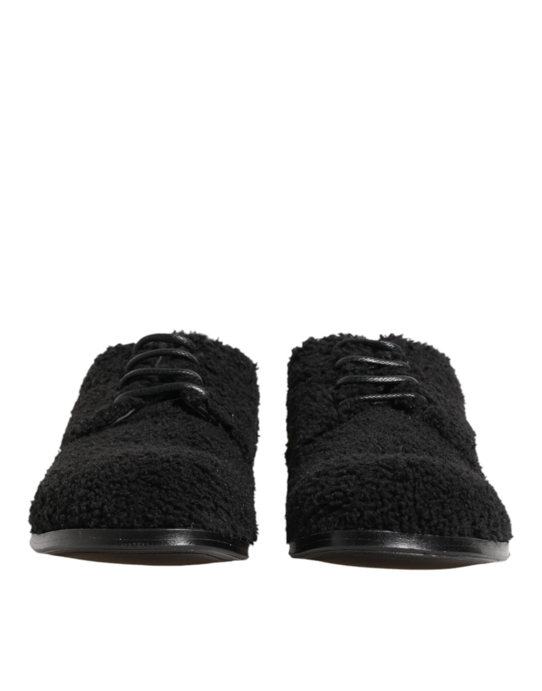 Dolce &amp; Gabbana Men Black Riccio Shearling Dress Derby Shoes