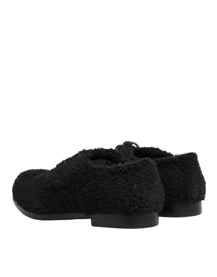 Dolce &amp; Gabbana Men Black Riccio Shearling Dress Derby Shoes