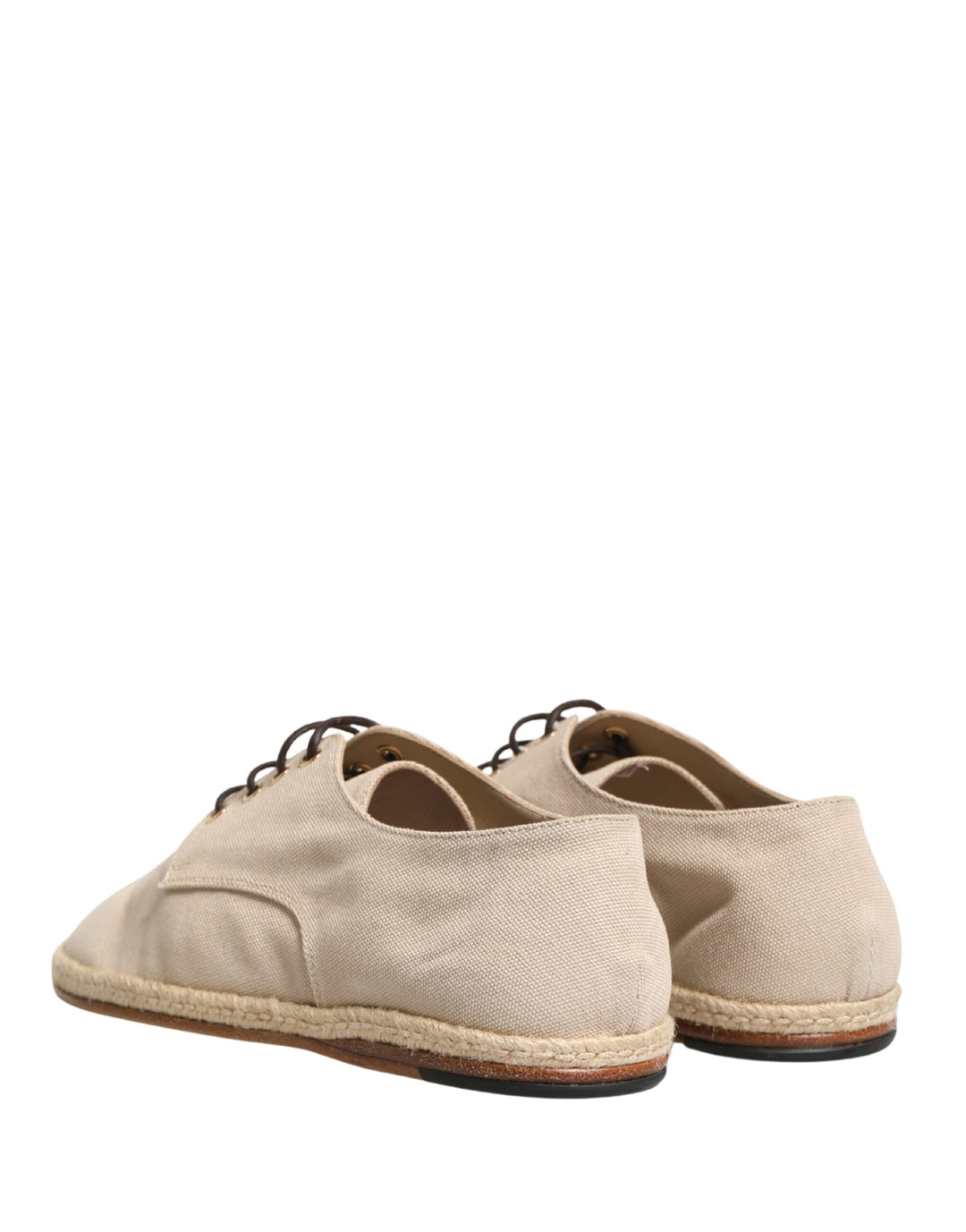 Dolce &amp; Gabbana Beige Espadrille Sole Lace Up Canvas Derby Shoes