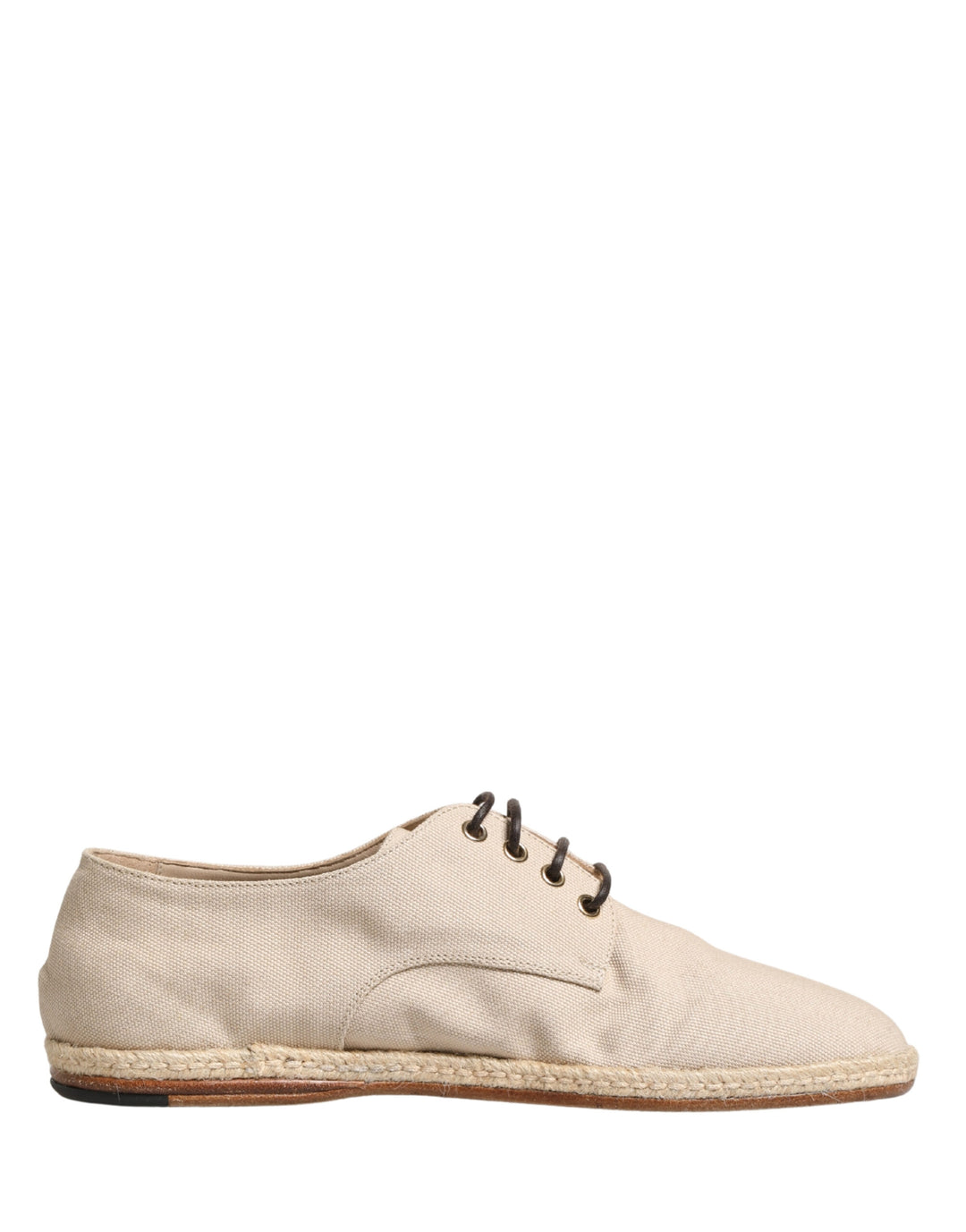 Dolce &amp; Gabbana Beige Espadrille Sole Lace Up Canvas Derby Shoes