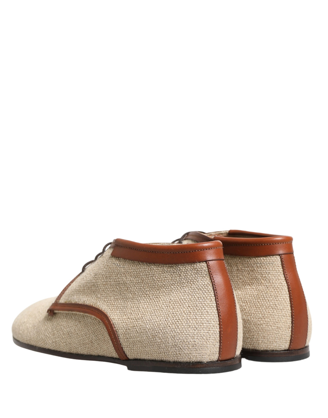Dolce &amp; Gabbana Beige Canvas Lace-Up Men Dress Derby Shoes