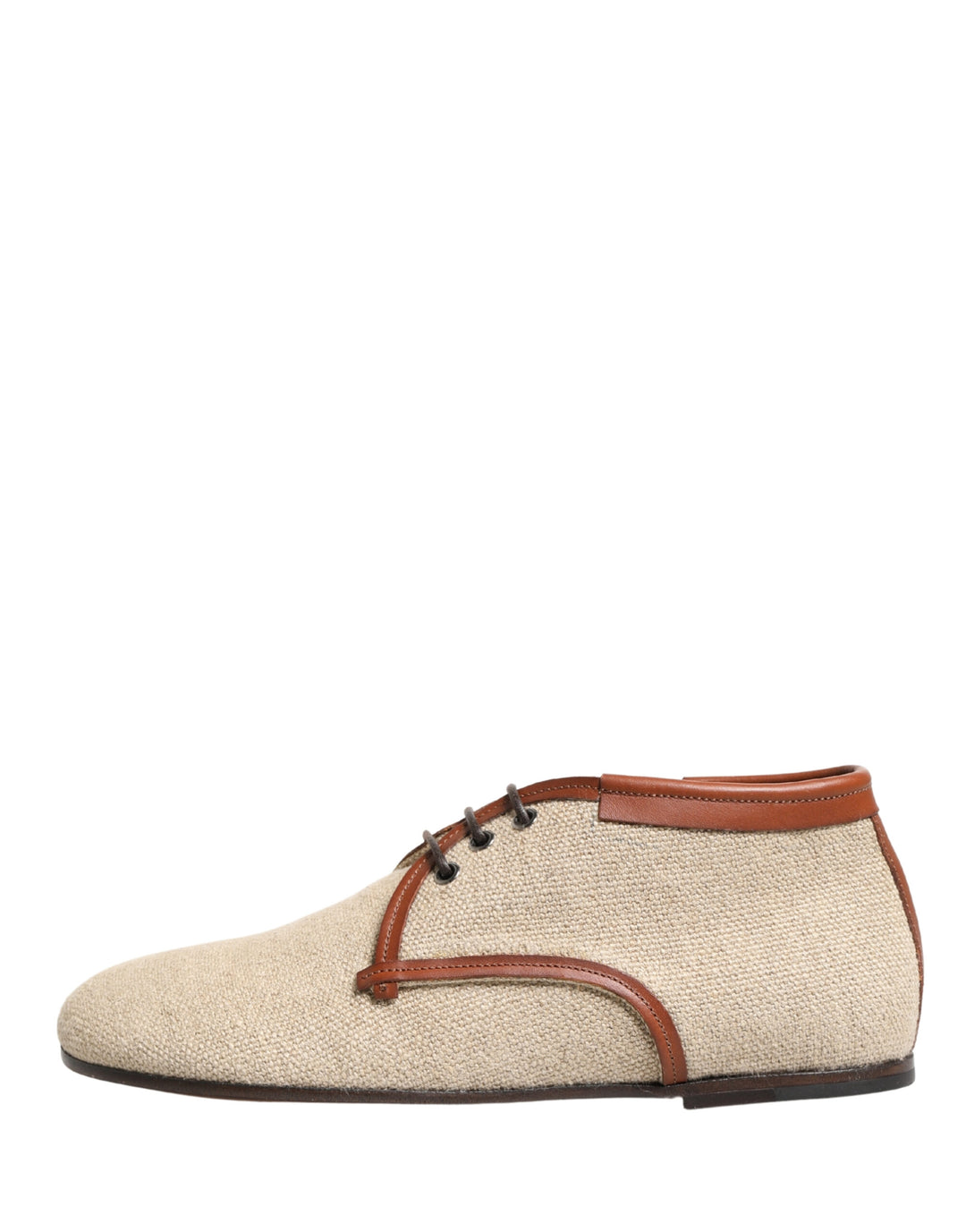 Dolce &amp; Gabbana Beige Canvas Lace-Up Men Dress Derby Shoes