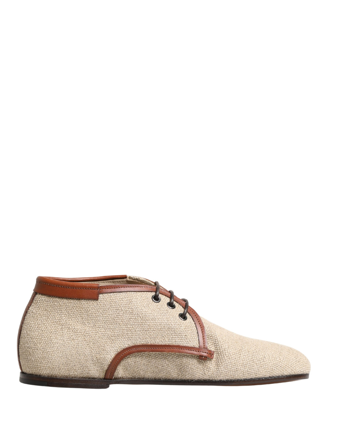 Dolce &amp; Gabbana Beige Canvas Lace-Up Men Dress Derby Shoes