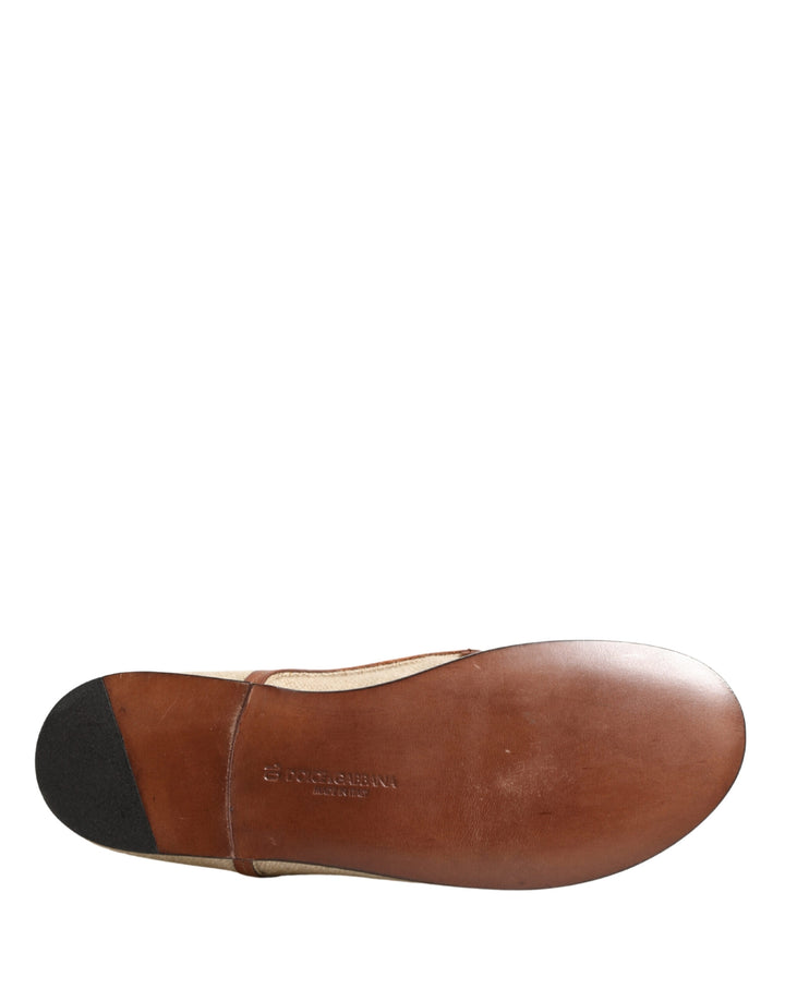 Dolce &amp; Gabbana Beige Canvas Lace-Up Men Dress Derby Shoes