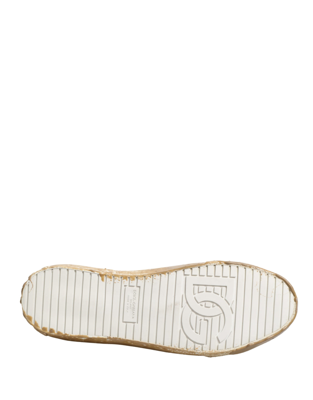 Dolce &amp; Gabbana White Leather Paint Effect Low Top Sneakers  Shoes