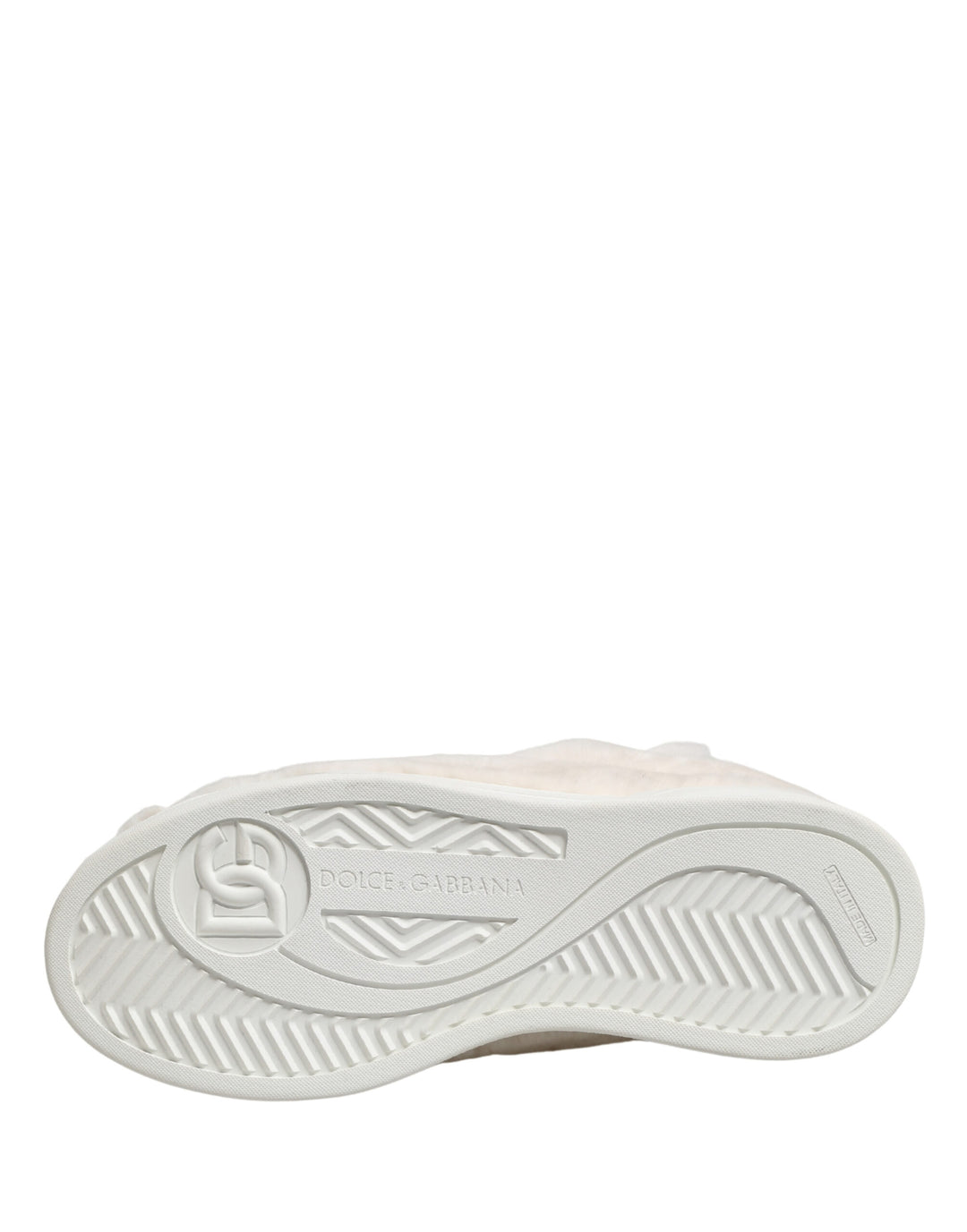 Dolce &amp; Gabbana White Shearling Fur Bianco Low Top Sneakers Shoes