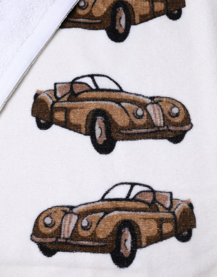 Dolce &amp; Gabbana Towel White Cotton Car Graphic Print 115cm x 180cm Beach