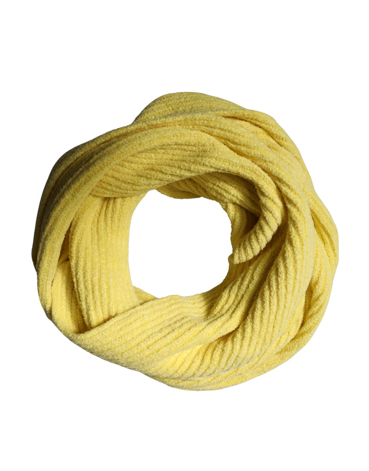 Dolce &amp; Gabbana Yellow Cotton Knitted Neck Foulard 270cm x 31cm  Men Scarf