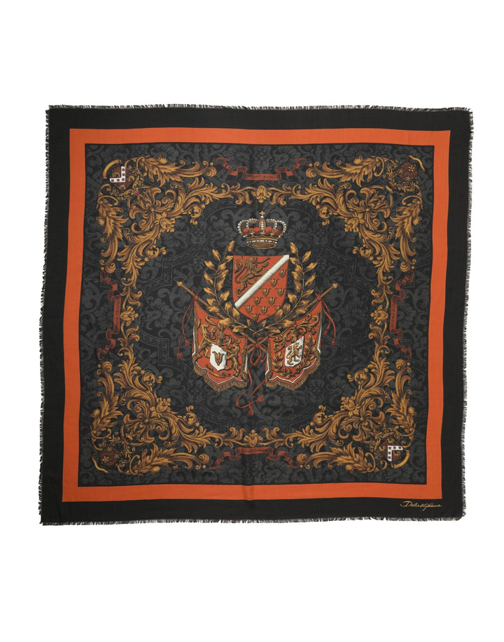 Dolce &amp; Gabbana Multicolor Crest Print Cashmere 272cm x 132cm Men Scarf