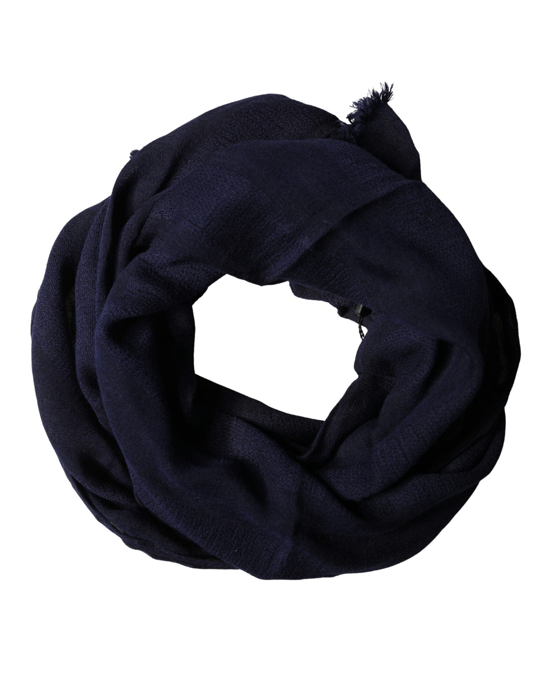 Dolce &amp; Gabbana Dark Blue Wool Knit Unisex Wrap Fringe Shawl 170cm x 60cm Scarf