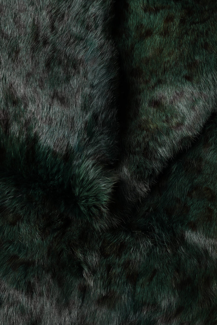 Dolce &amp; Gabbana Black Green Stripe Fur Shawl Neck Wrap 180cm x49cm  Scarf